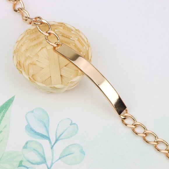 "Minimalist Rose Gold Bracelet with Polished Plate Accent, XPBL1080 - Picture 1 of 12